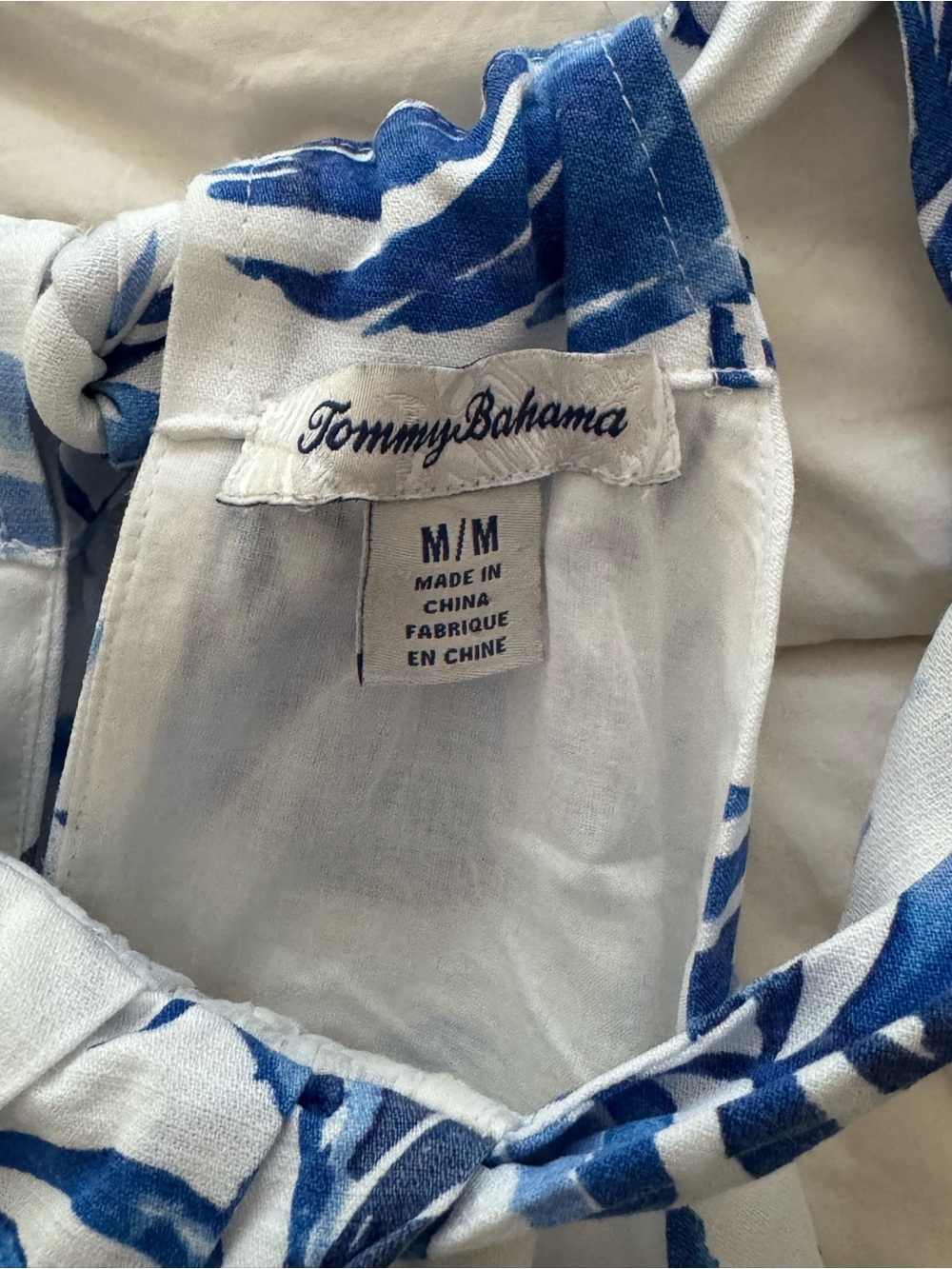 Tommy Bahama White Dress with Blue Palm Motif - Picture 11 of 12